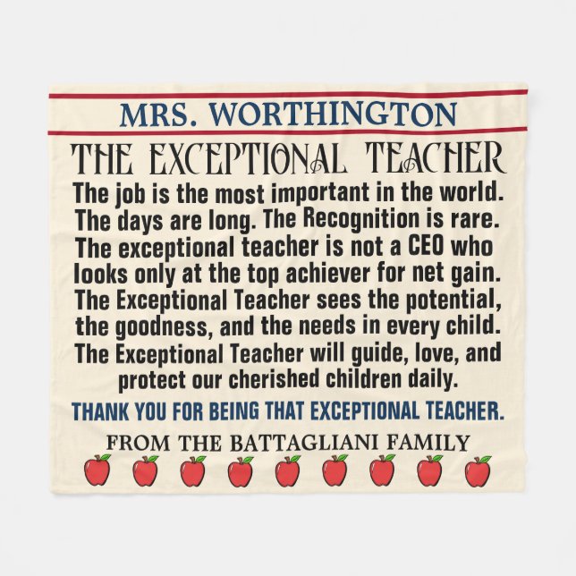 Cobertor De Velo Professor EXCEPCIONAL Obrigado (Frente (Horizontal))