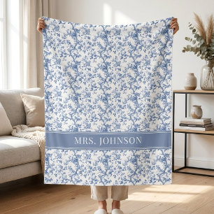Cobertor De Velo Professor Noiva Floral Azul Elegante Chinoiserie