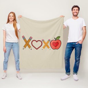 Cobertor De Velo Professor XOXO Dia dos Namorados Lápis e Maçã