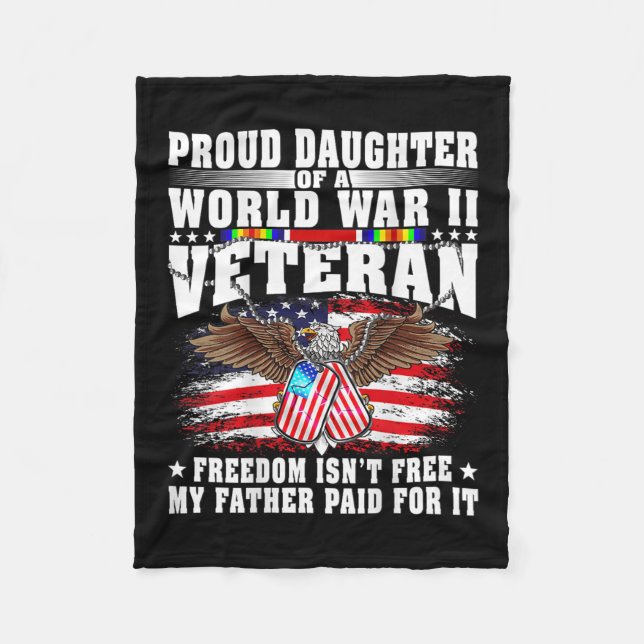 Cobertor De Velo Proud Daughter Of World War 2 Veteran Military Vet (Frente)