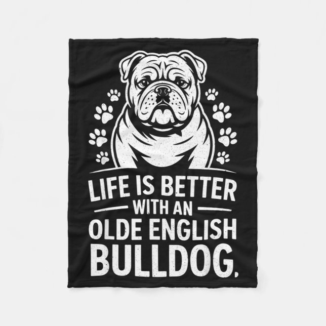 Cobertor De Velo Proud Olde English Bulldog Life Is Better Dog Funn (Frente)