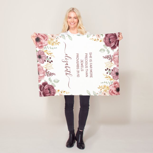 Cobertor De Velo Provérbios 31 Flor rosa pastel elegante (In Situ)