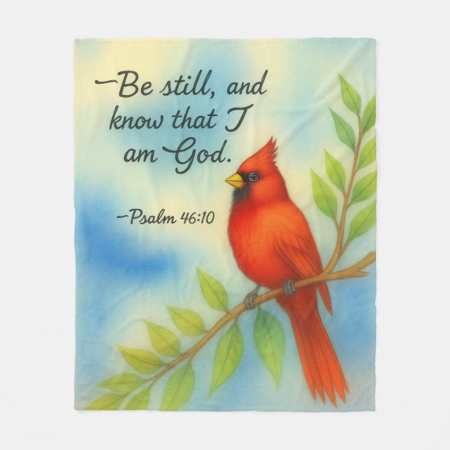 Cobertor De Velo Psalm 46:10 Be Still Red Cardinal Scripture Nature (Frente)