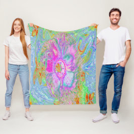 Cobertor De Velo Psicodélico, Rosa Quente e Hibisco Ultra-Violeta