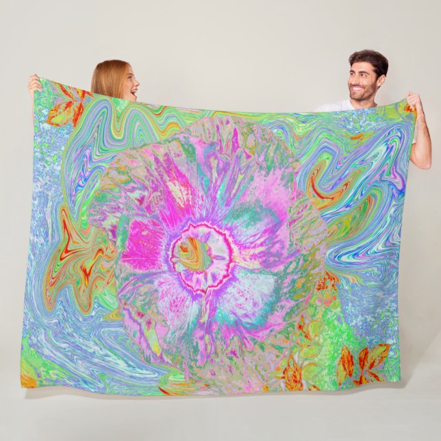 Cobertor De Velo Psicodélico, Rosa Quente e Hibisco Ultra-Violeta (In Situ)