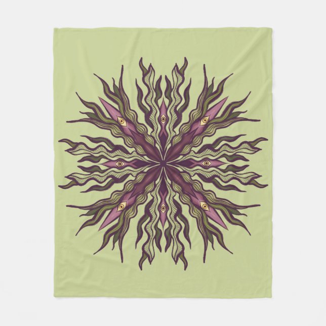 Cobertor De Velo Psychedelic Eye Plant - Surreal Botanical Mandala (Frente)
