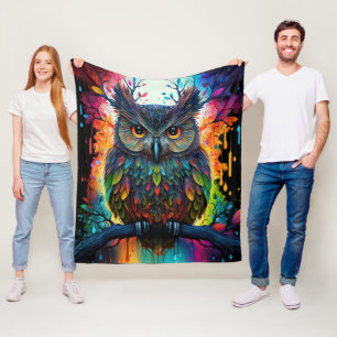 Cobertor De Velo Psychedelic Fantasy Hippy Owl