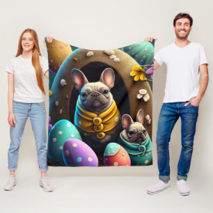 Cobertor De Velo Pug Adorável com Ovos de Páscoa Uma Celebração Div
