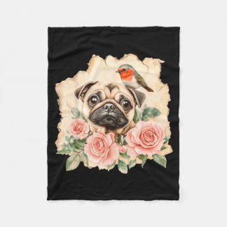 Cobertor De Velo Pug bird cute dog funny pug