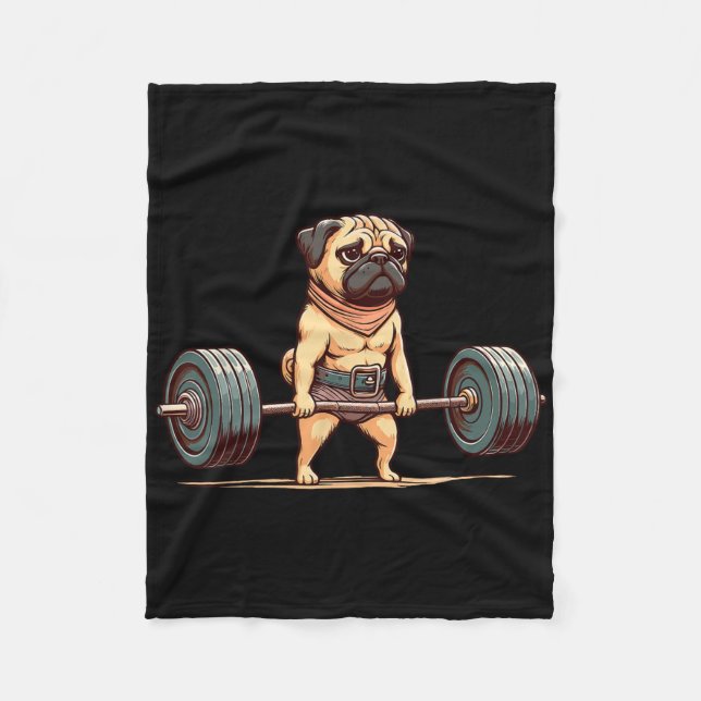 Cobertor De Velo Pug Bodybuilder Gym Humor Pesar Workout M (Frente)