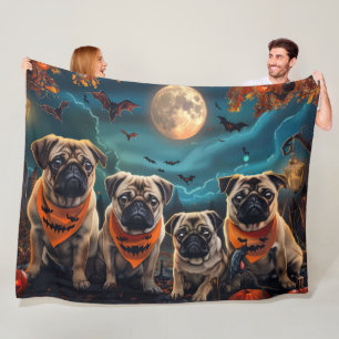 Cobertor De Velo Pug Halloween Spooky