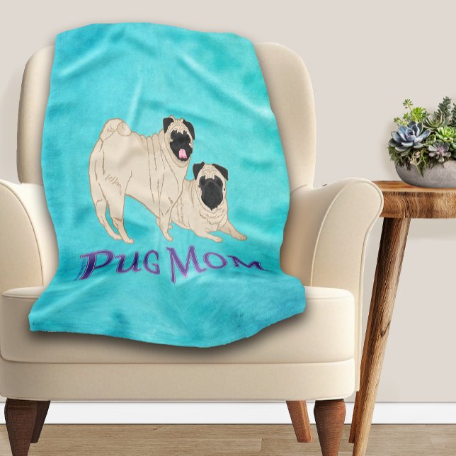 Cobertor De Velo Pug Mãe Dois Putos Puxa Cachorro (Criador carregado)