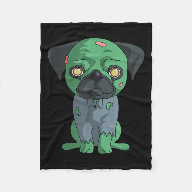 Cobertor De Velo Pug Zumbi (Frente)
