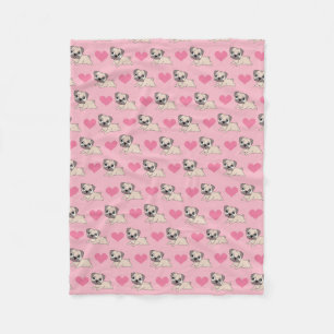 Cobertor De Velo Pugs cor-de-rosa bonitos com cobertura dos