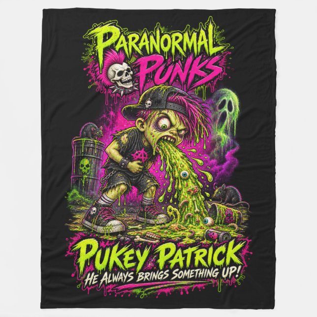Cobertor De Velo Pukey Patrick - Paninhos de Fleece dos Punks Paran (Frente)