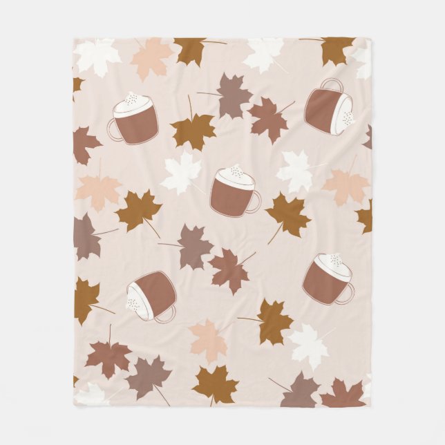 Cobertor De Velo Pumpkin Botânico Rustic Pumpkin Spice Maple Leaf P (Frente)