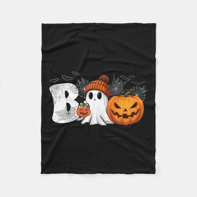 Cobertor De Velo Pumpkin Jack O Lanterna Ghost Boo Halloween Costum (Frente)