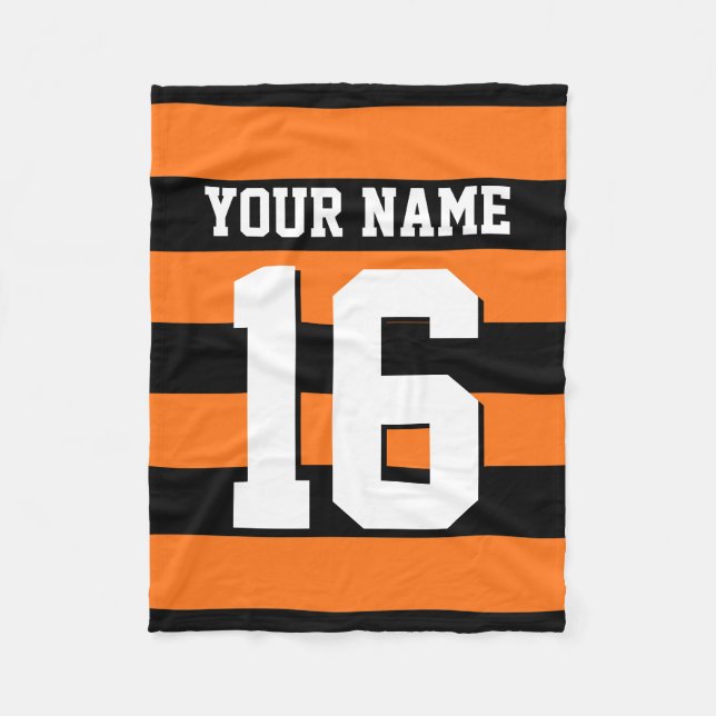 Cobertor De Velo Pumpkin Orange Black Team Jersey Preppy Stripe (Frente)