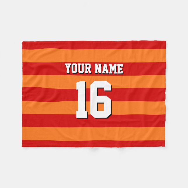 Cobertor De Velo Pumpkin Orange Team Jersey Preppy Stripe (Frente (Horizontal))