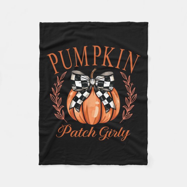 Cobertor De Velo Pumpkin Patch Girly Checkered Coquette Arco Graças (Frente)
