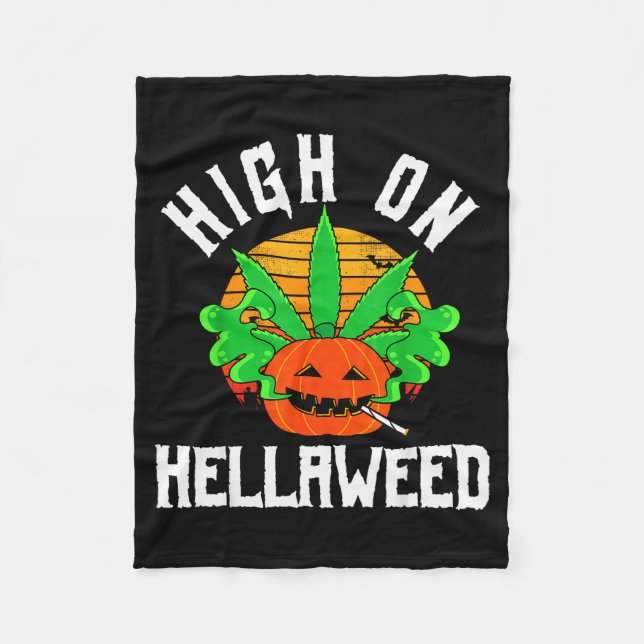 Cobertor De Velo Pumpkin Smoking Weed Costume Retro Funny Halloween (Frente)