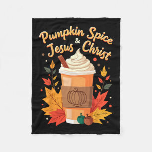 Cobertor De Velo Pumpkin Spice e Jesus Cristo Christian Thankadom