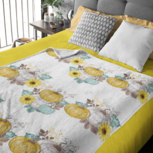 Cobertor De Velo Pumpkins Autumn Watercolor Dia de Ação de Graças H