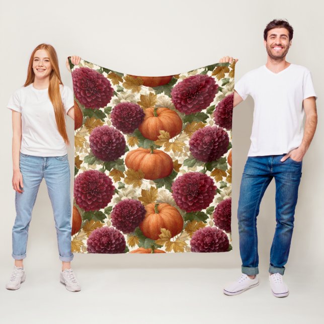 Cobertor De Velo Pumpkins e Blooms de outono de Borgonha (In Situ)