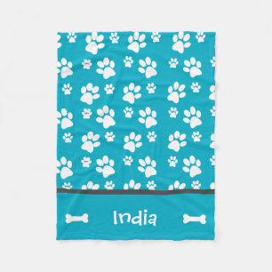 Cobertor De Velo Puppy Dog Paw Imprime o Penteado Teal