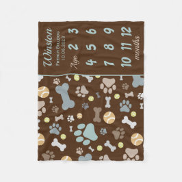 Cobertor De Velo Puppy Dog Paw Imprimir Milestone Manter Blanket