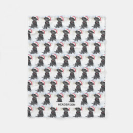 Cobertor De Velo Puppy preto no chapéu de Santa ou foto personaliza