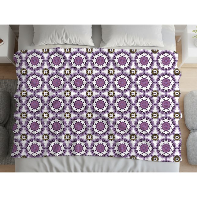 Cobertor De Velo Purple and white geometric pattern Fleece Blanket (Criador carregado)