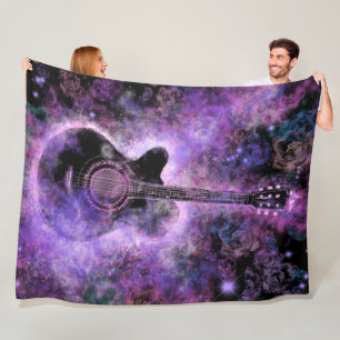 Cobertor De Velo Purple Fleece Blanket Guitar Music
