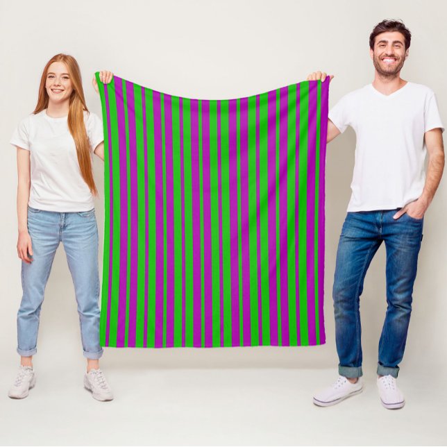 Cobertor De Velo Purple Green Stylish Stripes Pattern Design  (Criador carregado)