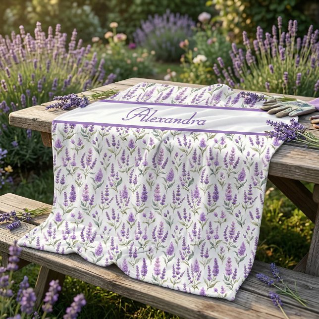 Cobertor De Velo Purple Sage Green Lavender Custom Name (Criador carregado)