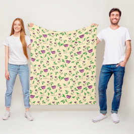 Cobertor De Velo Purple tulips floral pattern