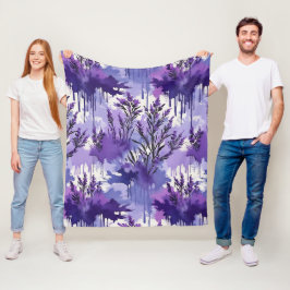 Cobertor De Velo Purple Watercolor with Florals