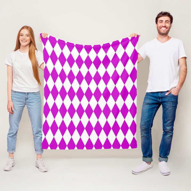 Cobertor De Velo Purple White Harlequin Diamonds Checkers Design  (Criador carregado)