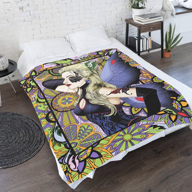 Cobertor De Velo Púrpura Floral Loura (Criador carregado)