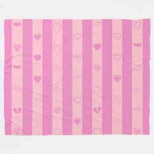 Cobertor De Velo Púrpura Rosa Stripes Coração Moderno
