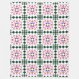 Cobertor De Velo Púrpura Verde do Padrão de Quilt Geométrico Mod