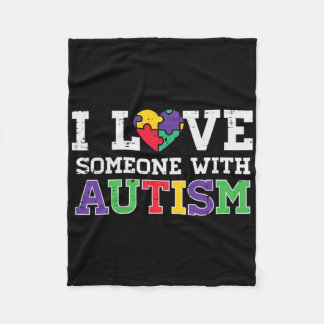 Cobertor De Velo Puzzle Heart I Love Someone With Autism Awareness 