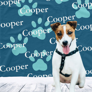 Cobertor De Velo Pw imprime o nome do cão personalizado azul