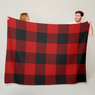 Cobertor De Velo Quadrados Xadrez Preto e Vermelho Buffalo Plaid
