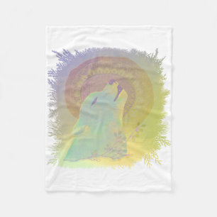 Cobertor De Velo Quadro das filiais das plantas de lobo e mandala