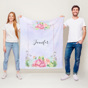 Cobertor De Velo Quadro Floral de Cor de Água Rosa Moderna