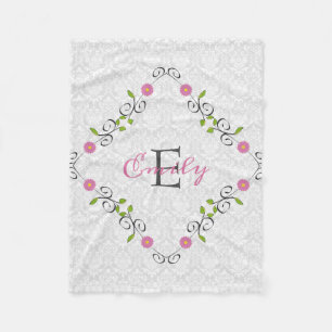 Cobertor De Velo Quadro Floral de Damasco Branco