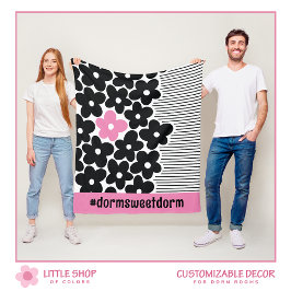 Cobertor De Velo Quarto de Dormitório Floral Rosa Moderno e Preto