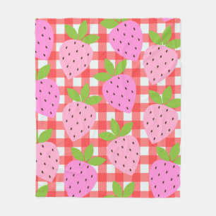 Cobertor De Velo Quarto de Meninas Rosa Morango Gingham Vermelho Fo