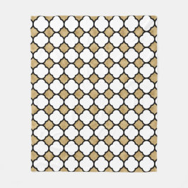 Cobertor De Velo Quatrefoil branco preto-claro, Dourado geométrico